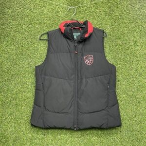 Ralph Lauren Down Puffer Vest Womens Medium Active Black Zip Up Shield Crest